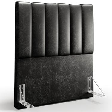 Imagem de Cabeceira Cama Box Solteiro 100 cm Dália W01 Couríssimo Preto - Lyam Decor