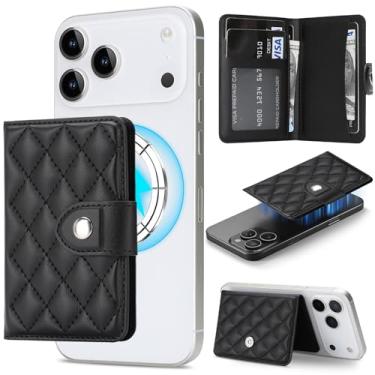 Imagem de NINKI Mag-Safe Carteira Magnética para iPhone 17/16/15/14/13/12 Series, Suporte de 4 Cartões de Couro Minimalista Slim Magnet Destacável para Google Pixel 10/9/8/7/Pixelsnap Carteira Feminina - Preta