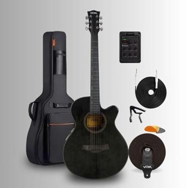 Imagem de Kit Violão Elétrico Voik DM45-E Nigthwood Artístico + Brindes