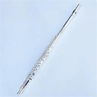 Imagem de Flauta de instrumento de flauta 16 furos banhado a prata obturador de flauta transversal chave C com instrumento musical e tecla E (482)