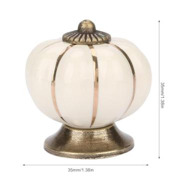 Imagem de Puxadores de abóbora de cerâmica estilo europeu puxador adorável durável gaveta de armário decoração de móveis para quarto de crianças gaveta de armário banheiro cerâmica liga de (Bege)