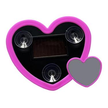 Imagem de KiBcsLic Luz ambiente LED em formato de coração para carro, para janela traseira e lateral, moderna, alimentada por energia solar, decoração romântica para, Rosa