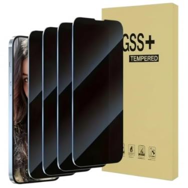 Imagem de Pacote com 4 protetores de tela de vidro de privacidade de vidro temperado para iPhone 13 Mini, antiespionagem privada, ultrarresistente