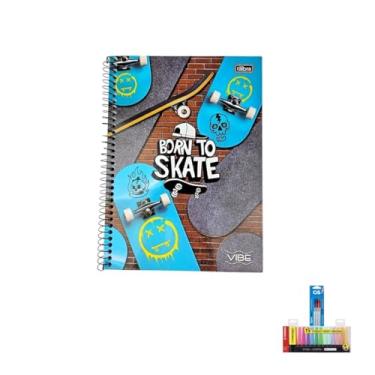 Imagem de Kit Caderno Universitário Capa Dura Vibe Masculino 20 Matérias 320 Folhas + Caneta Esferográfica Spiro 0.7mm + Marca Texto Boss Estojo 15 Cores