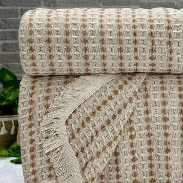 Imagem de Manta Para Sofá Rubi King 260cm X 250cm Cru/caramelo