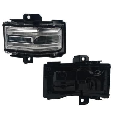 Imagem de RARAYC Espelho de reboque do lado direito compatível com Ford F-150 F250 F350 2015-2025, luzes espelhadas de seta, luz de sinalização lateral de LED dinâmica amarela diurna