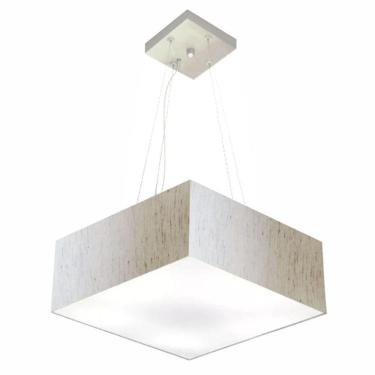 Imagem de Lustre Pendente Quadrado Md-4196 Cúpula Em Tecido 15/45x45cm Linho Bege - Bivolt