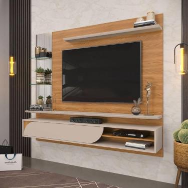 Imagem de Painel Para Tv 60 Polegadas Ravi Com Espelho E Prateleiras Cedro/bali - Dj Móveis