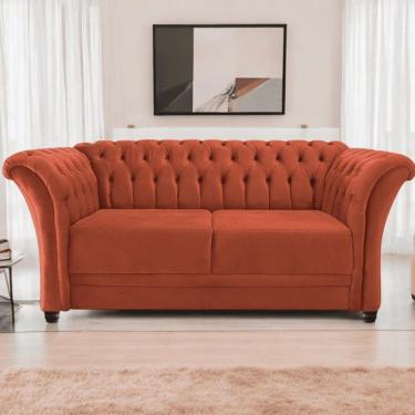 Imagem de Sofá Recamier Divã Chesterfield 185cm Sofia Suede Terracota Capitonê- Mabe Magazine
