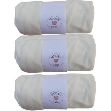 Imagem de Kit 3 Lençóis Avulsos de Malha 100% Algodão com Elástico para Berço Americano, Hipoalergênico, 160x98x12cm, Liso (Palha)