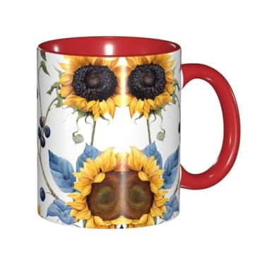 Imagem de Zeraoke Impressão de girassol canecas de café criativas, personalizadas, presente para família, tamanho 325 ml, unissex