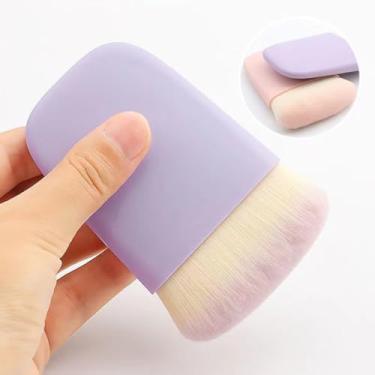 Imagem de 1 pincel de blush em pó, base de lentilha, multifunções, beleza, cabelo super macio, ferramenta de maquiagem em pó fofo (roxo)