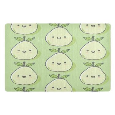 Imagem de STAYTOP Bonito capacho verde pera externa 81 x 50 cm, tapete de boas-vindas interno, tapetes de banho fofos, capacho frontal antiderrapante para entrada, pátio, áreas de alto tráfego