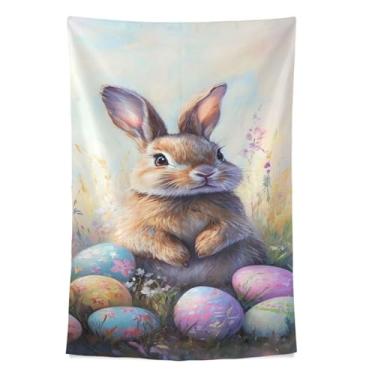 Imagem de STAYTOP Tapeçaria Ovos de Páscoa e Coelhos Fofos Tapeçarias de Parede para Decoração de Casa Dormitório Sala de Estar Quarto Tapete de Parede (90 × 60 pol)