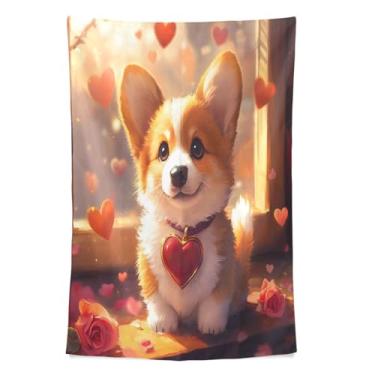 Imagem de STAYTOP Tapeçaria de parede de cachorro fofo para decoração de casa para decoração de dormitório sala de estar quarto tapete de parede (60 × 51 polegadas)