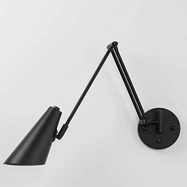 Imagem de Luminária de parede vintage para interiores com interruptor, estilo industrial retrô, soquete E27, ideal para quarto, cabeceira, ajustável, giratória, para leitura, sala de estar, varanda ou
