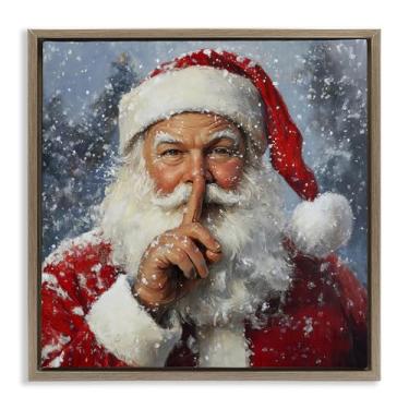Imagem de Stupell Industries Arte de parede em tela flutuante cinza Secret Santa Shh, design por Petal Prints Design, 45 x 45 cm