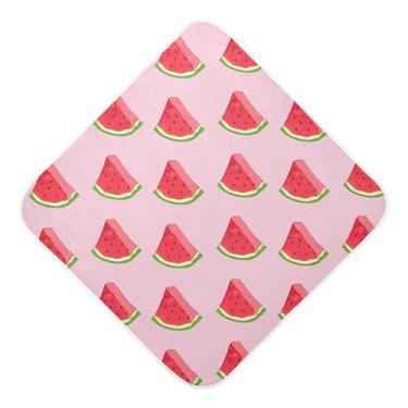 Imagem de Burbuja Toalha de banho de bebê Slices of Watermelon - Toalha com capuz de musselina macia e absorvente para recém-nascido, 76 x 76 cm