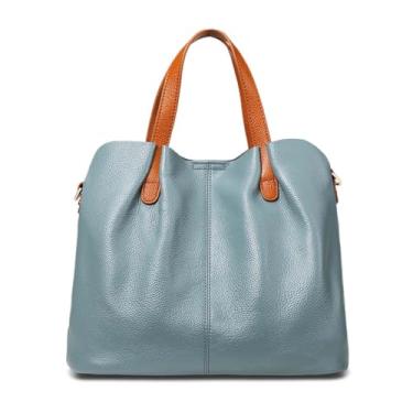 Imagem de KONZOOS Bolsa feminina de couro legítimo, bolsa de ombro de grande capacidade com bolsa destacável, bolsa tiracolo de ombro para viagens de trabalho