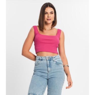 Imagem de Top Cropped Ribana Básico Rovitex Rosa-Feminino