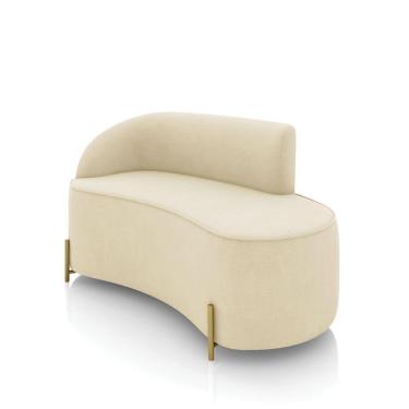 Imagem de Sofá 2 Lugares Orgânico 140cm Pé Dourado Morgan Suede Bege D03 - D'rossi