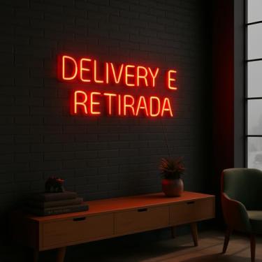 Imagem de Placa Neon Led Luminária Letreiro Delivery E Entrega 62cm A Escolher 127/220v (Vermelho)