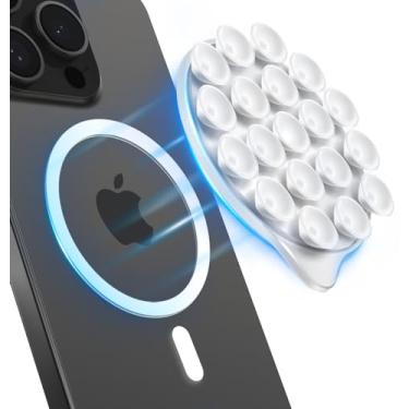 Imagem de Suporte de telefone com ventosa de silicone para MagSafe, suporte de telefone antideslizante, compatível com iPhone MagSafe, perfeito para vídeos e selfies TikTok (branco)