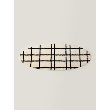 Imagem de WENSHUO Tapete oval - tapete de área (120 cm C × 45 cm L) (preto-branco, 120 cm C × 45 cm L, oval, xadrez)