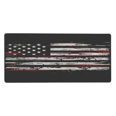 Imagem de Tapete de mouse com bandeira vintage de design grande, impermeável, protetor de mesa estendido, tapete de borracha antiderrapante para escritório, computador, teclado, laptop e mesa de casa, mouse pad