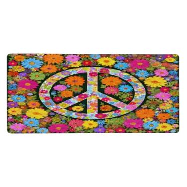 Imagem de Tapete de mouse grande com cores de paz, à prova d'água, tapete protetor de mesa estendido para computador, base de borracha antiderrapante, mousepad para escritório, computador, teclado, laptop e