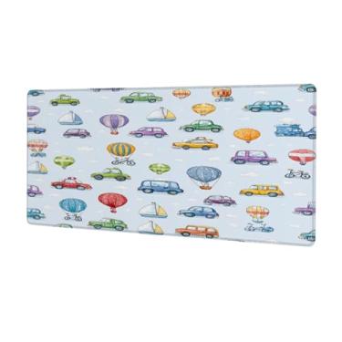 Imagem de Tapete de mouse grande com desenho animado de carro à prova d'água para computador estendido tapete protetor de mesa antiderrapante base de borracha para escritório, computador, teclado, laptop e mesa