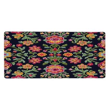 Imagem de Tapete de rato étnico mandala floral grande impermeável tapete protetor de mesa estendido para computador tapete de base de borracha antiderrapante para escritório, computador, teclado, laptop e mesa