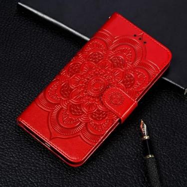 Imagem de YUNCHAO Caixa de telefone Para o Huawei Honor Play 3 Mandala em relevo Horizontal Flip Leather Case com titular e slots de cartas e carteira e moldura fotográfica e cordão capa para celular