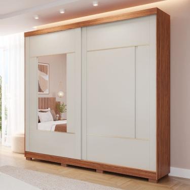 Imagem de Guarda Roupa Casal com Espelho 2 Portas de Correr e P?s Em MDF Olivia Panan