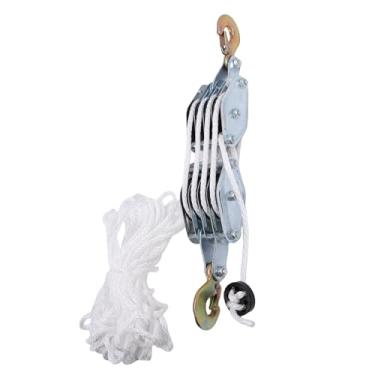 Imagem de Asixxsix sistemas de Polia de Talha de Corda, Bloco de Polia de 4400LB e Equipamento Com Rolamento, Potência de Elevação de Proporção de 8:1 65 Pés, Bloco de Polia Resistente