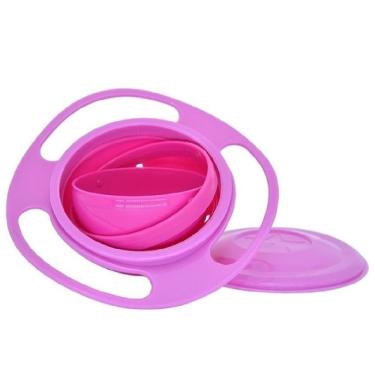 Imagem de Comedouro Pet Giratório Anti-sujeira Para Cães E Gatos Com Design Higiênico E Fácil Limpeza - Rosa