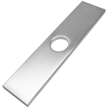 Imagem de BokWin Placa de cobertura de furo de torneira de pia de 25 cm, placa de deck de torneira, níquel escovado de aço inoxidável para pia de banheiro, 1 capa para design retangular de 1 ou 3 furos