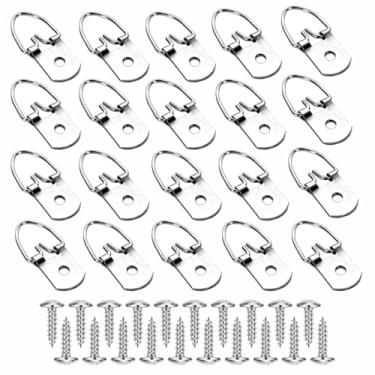 Imagem de 40 peças de ganchos de metal com parafusos, ganchos duráveis de orifício único para relógios, pinturas e espelhos de arte, prata