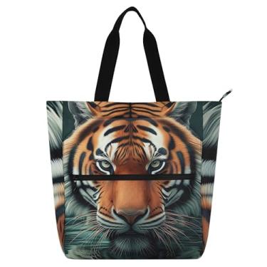 Imagem de GAIGEO Bolsas femininas Cool Tiger Water para trabalho, lona, faculdade, escola, bolsas de viagem, amantes de livros