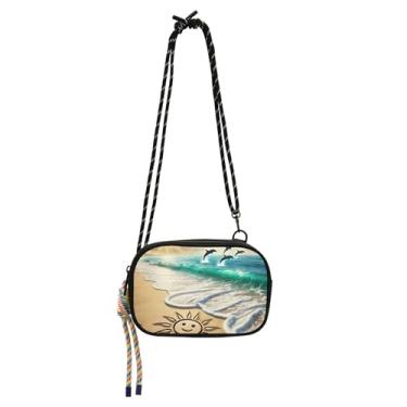 Imagem de TSENQUE Bolsa feminina de verão, praia, oceano, litoral, bolsas transversais, pequenas bolsas de ombro para viagem, bolsa de celular para uso diário com alça