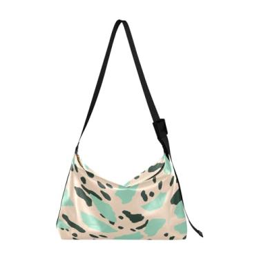 Imagem de Cute Little Bunny Bolsa de couro feminina de parede quebrada rosa, bolsa transversal de couro vegano, bolsa de ombro de couro Hobo, Textura de pele branca e verde, One Size