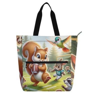 Imagem de Linda bolsa de trabalho feminina esportiva coelho esquilo lona praia escola bolsa professores amantes de livros presentes