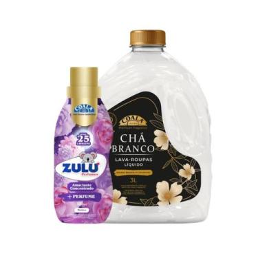 Imagem de Kit Lava Roupas Coala Chá Branco 3L Amaciante Zulu Místico 500ml. Ação