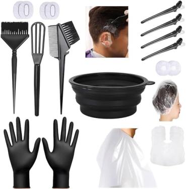 Imagem de Kit profissional de 18 peças de alvejante para coloração de cabelo com escova de tintura de cabelo, inclui tigela de tintura de cabelo, clipe de cabelo, protetores de ouvido para salão de beleza