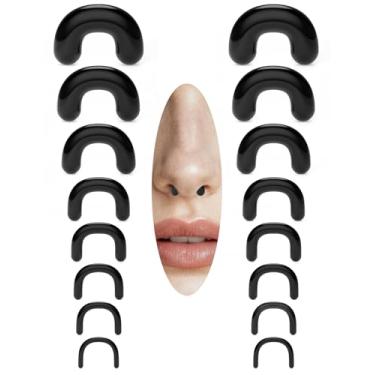 Imagem de Gadeaila Anéis de Septo 16G-2G U Retentores de Septo 8 Pares Preto, Branco, Transparente Joias de Piercing de Septo para Mulheres e Homens, Plástico Emborrachado Resina, Não aplicável