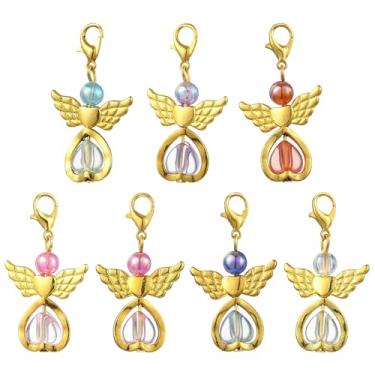 Imagem de MakemadeDIY Pingentes de asa de anjo de 14 a 70 peças, pingentes de contas de acrílico de cores mistas, pingentes dourados com fechos de garra de lagosta para colares, pulseiras, brincos, fabricação