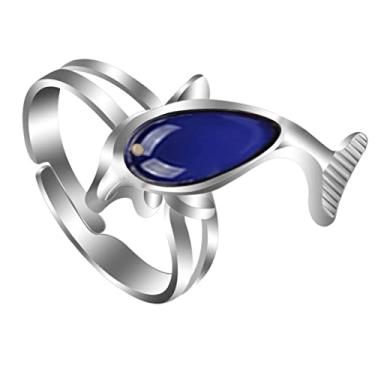 Imagem de 1 anel de dedo termocrômico em forma de golfinho que muda de cor, joia feminina chique, acessório exclusivo para festas e uso diário