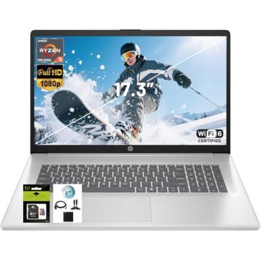 Imagem de HP Laptop IPS FHD de 17,3 polegadas, AMD Ryzen 5 7520U (Beat i7-1255U) 8 GB DDR5 RAM 512 GB SSD, laptop para estudantes de negócios com Copilot AI Fast Charge Private Webcam Wifi6 Win11, com acessório