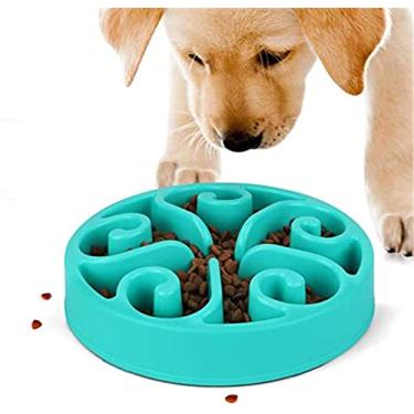 Imagem de Tigela para cães de estimação, alimentador lento, tigela antienforcamento, antienforcamento, tigela de comida para cães, labirinto suprimentos interativos para animais de estimação, utensílios para digestão, tigela de alimentação lenta para cães (azul)