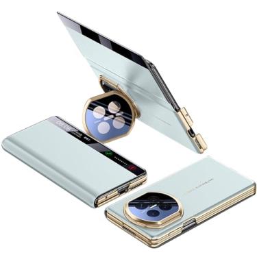 Imagem de FWYANZH Capa para Huawei Mate X7, Smart Hibernation Flip View Window Capa de couro Suporte de proteção para câmera Fecho magnético Capa à prova de choque completa, azul, Mate X7